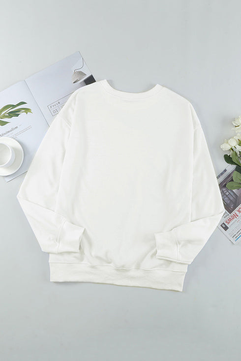 Crew Neck Relaxed Fit Drop Shoulder Sweatshirt