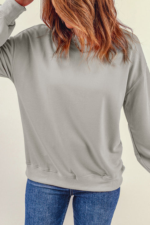 Crew Neck Relaxed Fit Drop Shoulder Sweatshirt
