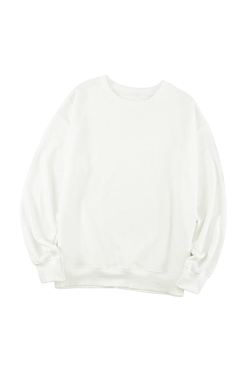 Crew Neck Relaxed Fit Drop Shoulder Sweatshirt