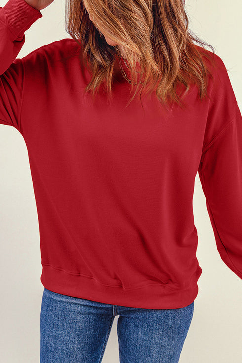 Crew Neck Relaxed Fit Drop Shoulder Sweatshirt