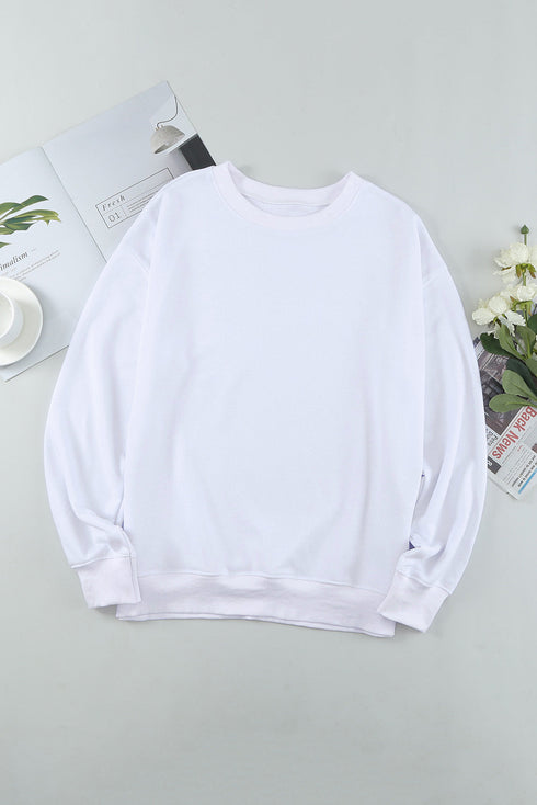 Crew Neck Relaxed Fit Drop Shoulder Sweatshirt