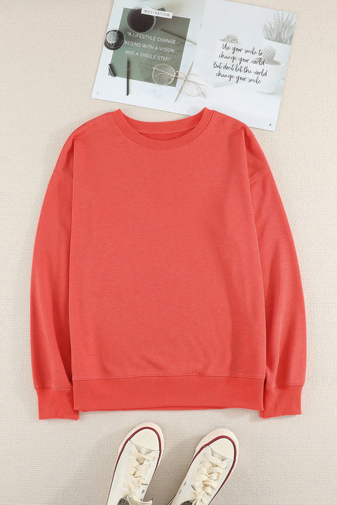 Crew Neck Relaxed Fit Drop Shoulder Sweatshirt