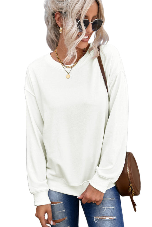 Crew Neck Relaxed Fit Drop Shoulder Sweatshirt