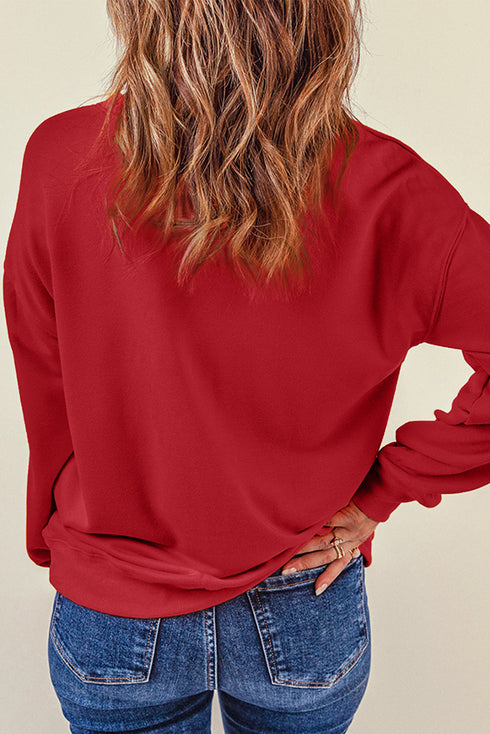 Crew Neck Relaxed Fit Drop Shoulder Sweatshirt
