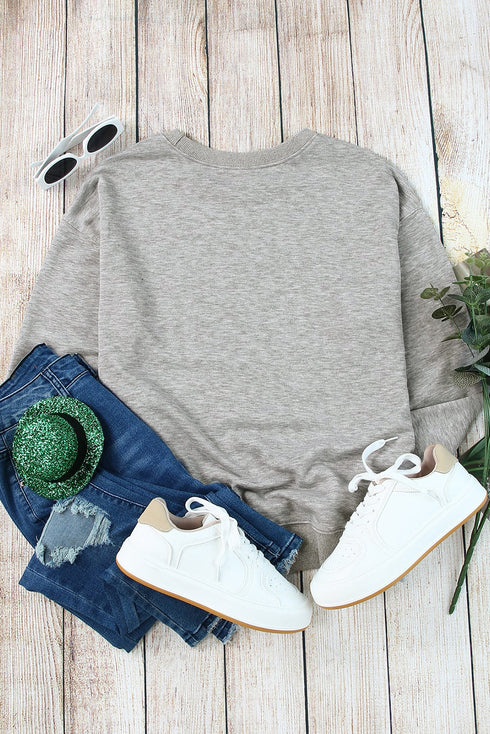 Crew Neck Relaxed Fit Drop Shoulder Sweatshirt