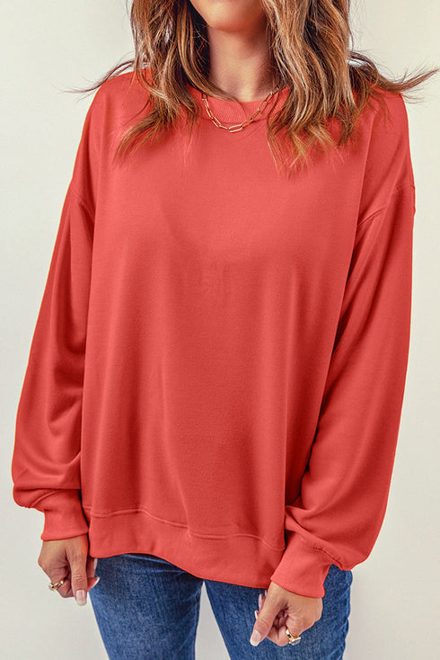 Crew Neck Relaxed Fit Drop Shoulder Sweatshirt
