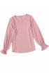 Crew Neck Ruffle Bubble Sleeve Top