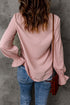 Crew Neck Ruffle Bubble Sleeve Top