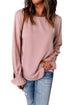 Crew Neck Ruffle Bubble Sleeve Top