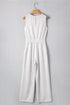Crew Neck Sleeveless Drawstring High Waist Wide Leg Jumpsuit