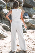 Crew Neck Sleeveless Drawstring High Waist Wide Leg Jumpsuit