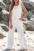 Crew Neck Sleeveless Drawstring High Waist Wide Leg Jumpsuit