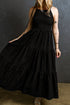 Crinkle Texture Smocked Bodice Tiered Maxi Dress