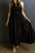 Crinkle Texture Smocked Bodice Tiered Maxi Dress