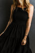 Crinkle Texture Smocked Bodice Tiered Maxi Dress