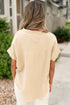 Crinkle Textured Frayed Trim Button Front Cotton Top