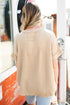 Crinkle Textured Frayed Trim Button Front Cotton Top