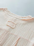 Crinkle Textured Frayed Trim Button Front Cotton Top