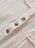Crinkle Textured Frayed Trim Button Front Cotton Top