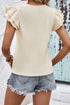 Crinkle Textured V Neck Flutter Sleeve Relaxed Top