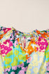 Crinkled Animal Print Flutter Sleeve V Neck Blouse