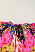 Crinkled Animal Print Flutter Sleeve V Neck Blouse