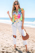 Crinkled Animal Print Flutter Sleeve V Neck Blouse