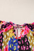 Crinkled Animal Print Flutter Sleeve V Neck Blouse