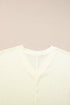 Crinkled Fabric V Neck Wide Sleeve Relaxed T-Shirt