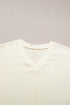 Crinkled Fabric V Neck Wide Sleeve Relaxed T-Shirt