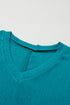 Crinkled Fabric V Neck Wide Sleeve Relaxed T-Shirt
