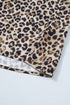Crinkled Patchwork Leopard Print V Neck Western Blouse