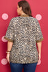 Crinkled Patchwork Leopard Print V Neck Western Blouse
