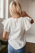 Crinkled Texture Layered Ruffle Sleeve Cotton Blouse