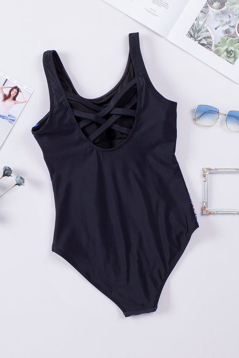 Criss Cross Back One Piece Swimsuit