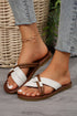 Criss Cross Strap Faux Leather Open Toe Flat Slippers