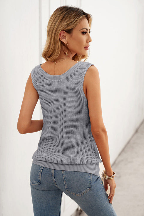Crisscross Hollow-Out Knit Tank Top