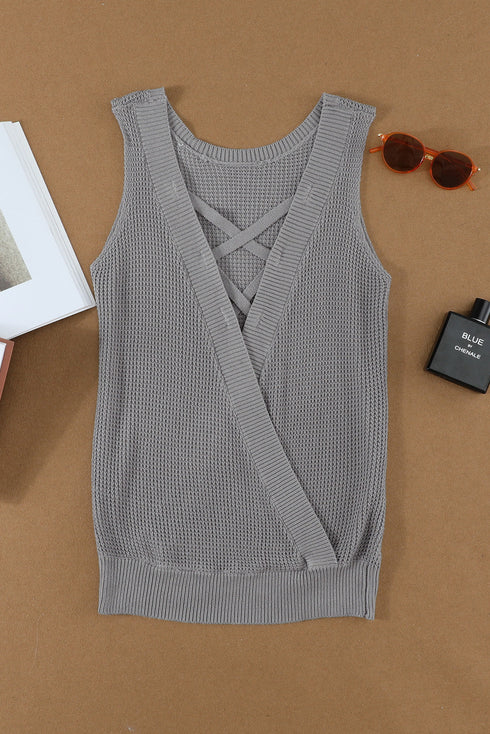 Crisscross Hollow-Out Knit Tank Top