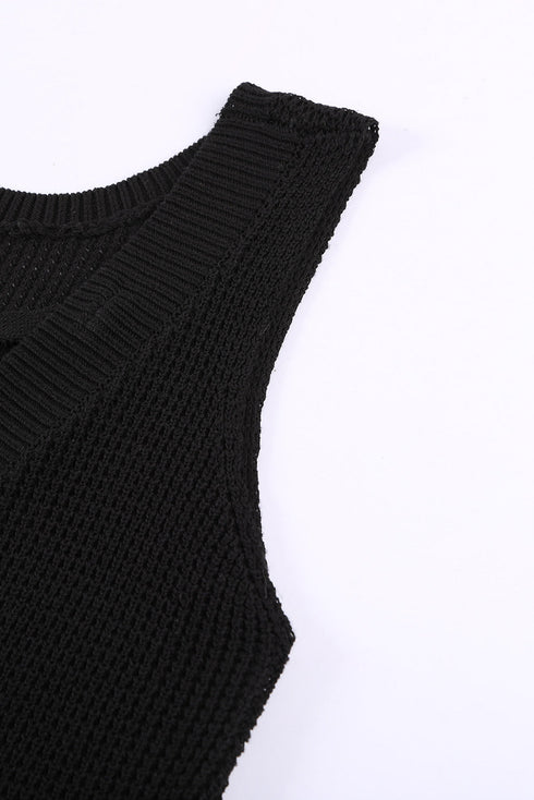 Crisscross Hollow-Out Knit Tank Top