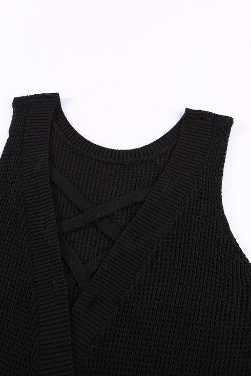 Crisscross Hollow-Out Knit Tank Top