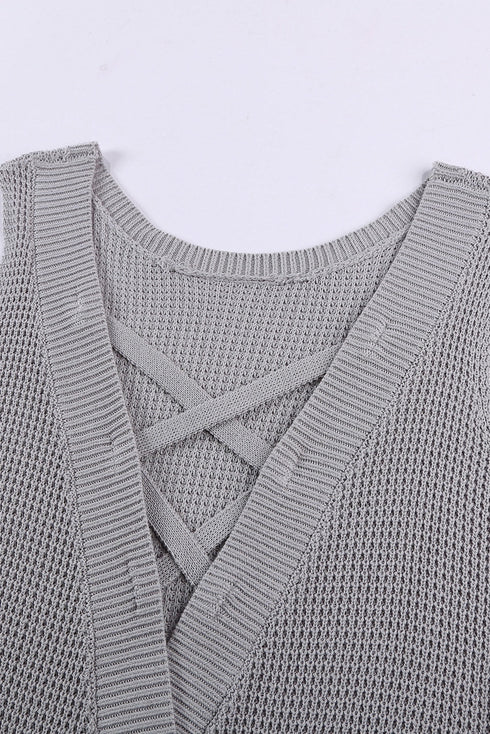Crisscross Hollow-Out Knit Tank Top