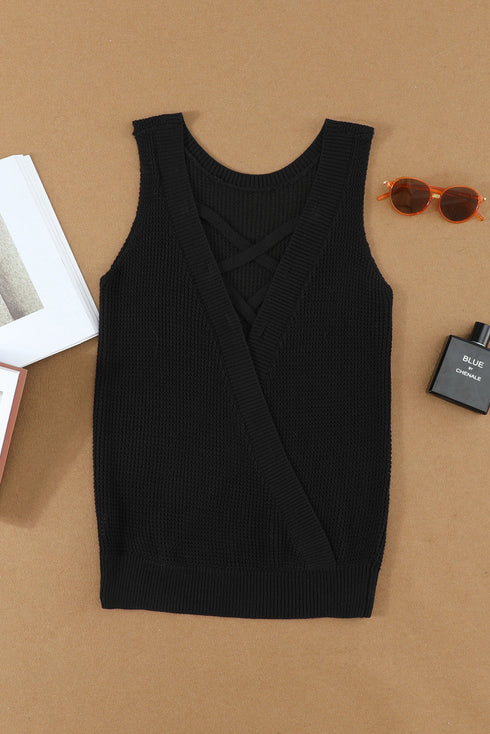 Crisscross Hollow-Out Knit Tank Top