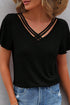 Crisscross V Neck Butterfly Sleeve Soft Knit Shirt