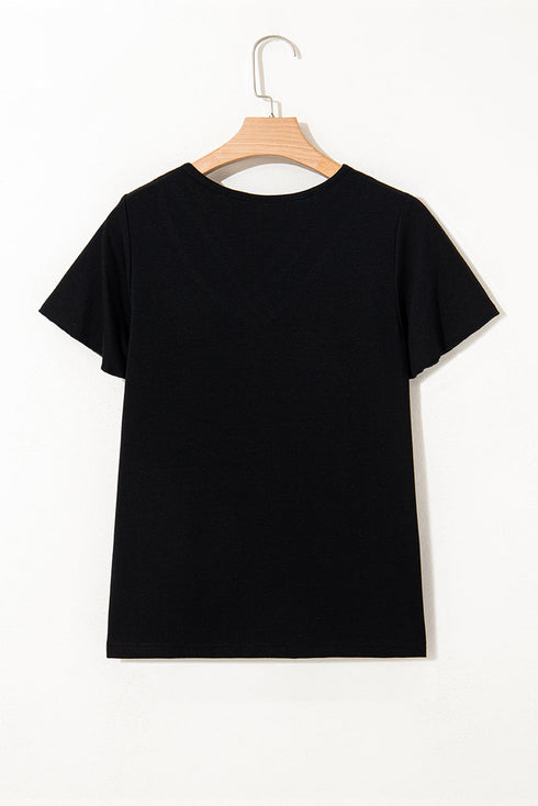 Crisscross V Neck Butterfly Sleeve Soft Knit Shirt