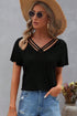 Crisscross V Neck Butterfly Sleeve Soft Knit Shirt
