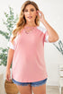 Crisscross V Neck Raglan Sleeve Plus Size Tee