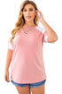 Crisscross V Neck Raglan Sleeve Plus Size Tee