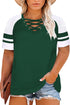 Crisscross V Neck Raglan Sleeve Plus Size Tee