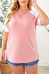 Crisscross V Neck Raglan Sleeve Plus Size Tee