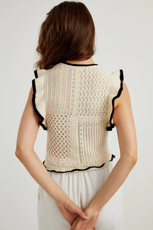 Crochet Eyelet Flounce Tank Top